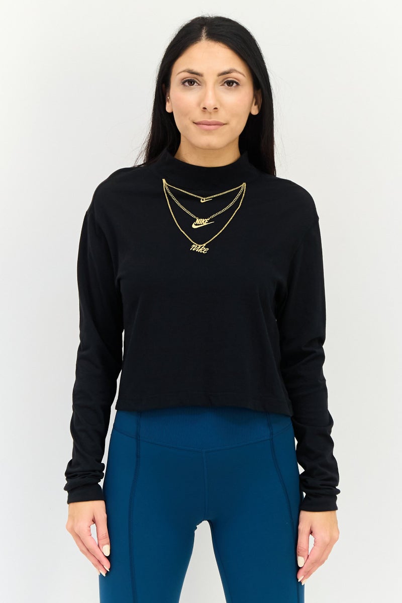 Nike Women Loose Fit Long Sleeve Outdoor T-Shirt, Black - Image 1