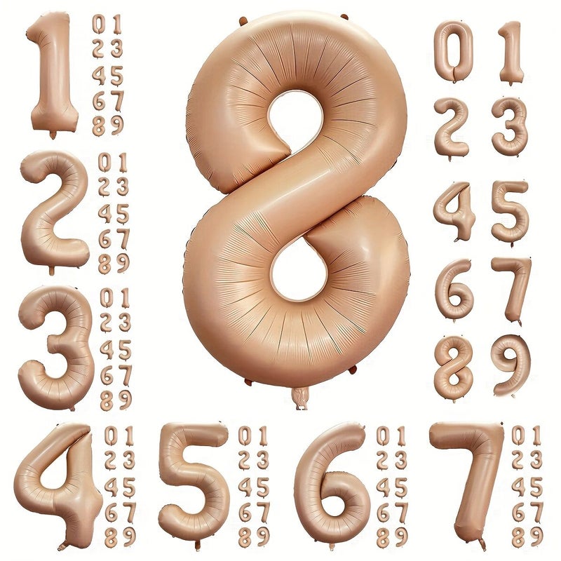 Giant 40 Inch Caramel Number Foil Balloons Party Decor - Image 1
