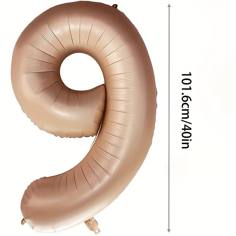 Giant 40 Inch Caramel Number Foil Balloons Party Decor - Image 3