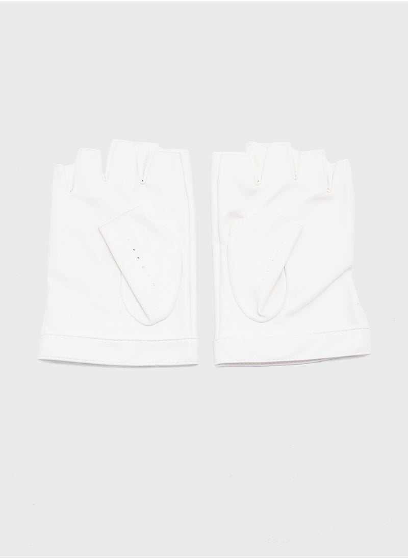 Robert Wood Faux Leather Half Finger Gloves  - Image 3