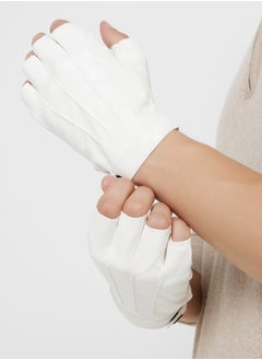 Robert Wood Faux Leather Half Finger Gloves  - Image 5