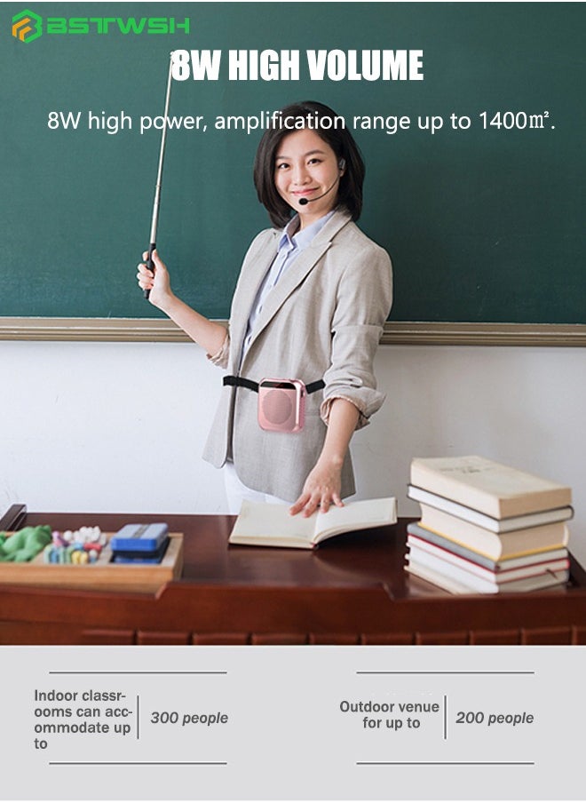 BSTWSH - Voice Amplifier with Wired Microphone Headset - Portable Rechargeable Multifunctional Loudspeaker with Noise Reduction for Teacher/Tour Guide/Conference/Coach - Supports TF Card and U Disk - Black - Image 1
