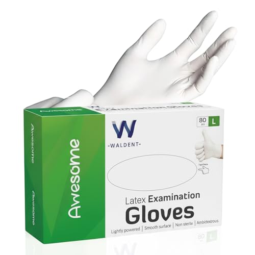 WALDENT Latex Examination Gloves Large Medical Grade Natural Latex Disposable Gloves Comfortable Fit for Medical Dental Laboratory and General Purpose Use - Image 1
