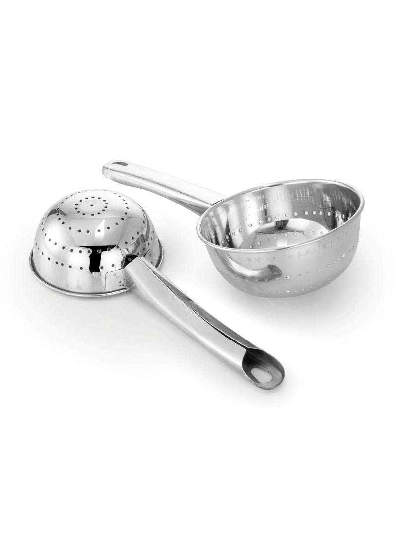 Expresso Expresso Stainless Steel Handheld Colander, Strainer with Hole Bowl, Size - 1 & 3, Set of 2 Piece  - Image 5