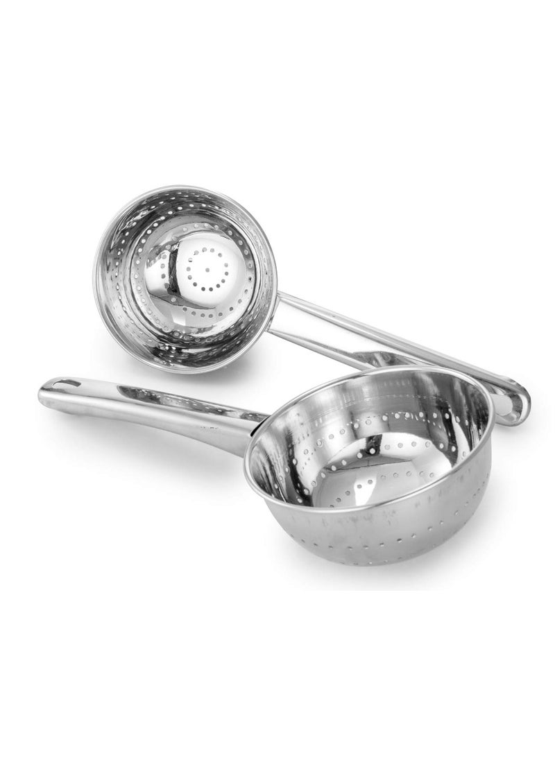 Expresso Expresso Stainless Steel Handheld Colander, Strainer with Hole Bowl, Size - 1 & 3, Set of 2 Piece  - Image 1