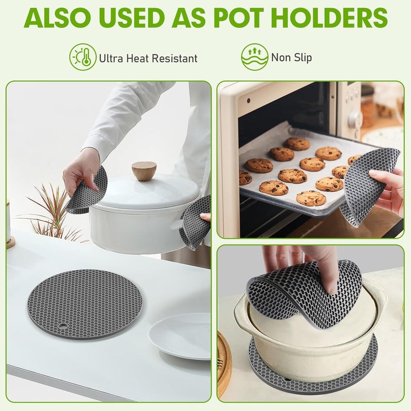 bihijua 4 PCS Premium Silicone Trivet Mats Food Grade Silicones BPA Free Versatile Silicone Hot Pads for Kitchen Suitable for Fondue Mats Can Openers and Spoon Rests - Image 2