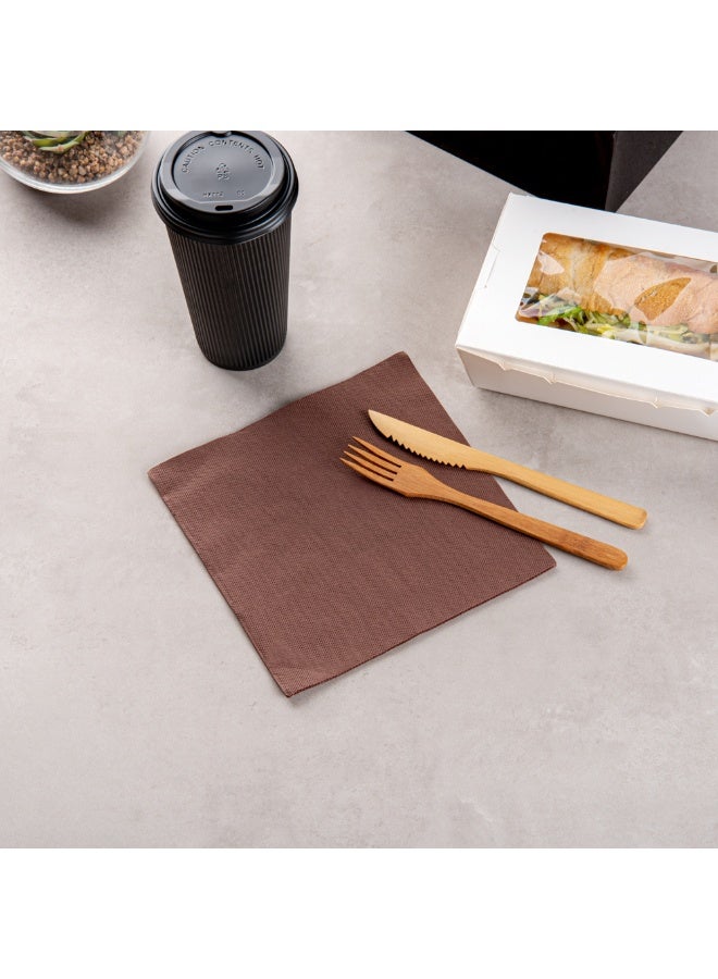 Restaurantware Luxenap 15.5 x 15.3 Inch 2-Ply Dinner Napkins, 50 Disposable Napkins - Linen Feel, Soft And Absorbent, Brown Paper Folded Napkins, Square, For Lunch, Dinner, Or Everyday Use - Image 4