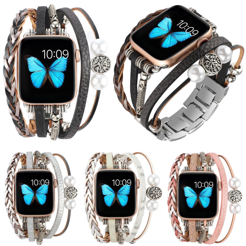 Jewelry Watch Band For Apple Watch Ultra 49mm&Watch Ultra 2 49mm / Series 9&8&7 45mm / SE 3&SE 2&6&SE&5&4 44mm / 3&2&1 42mm(Pink)