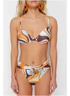 trendyol Abstract Pattern Balconette Tied High Waist High Leg Regular Bikini Set TBESS24BT00056  - Image 5