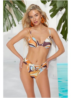 trendyol Abstract Pattern Balconette Tied High Waist High Leg Regular Bikini Set TBESS24BT00056  - Image 1