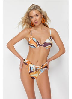 trendyol Abstract Pattern Balconette Tied High Waist High Leg Regular Bikini Set TBESS24BT00056  - Image 2