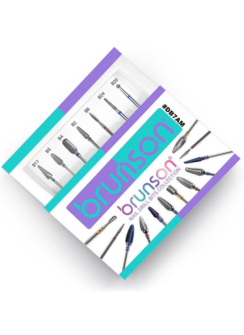 brunson Nail Drill Bits Acrylic Removal and Manicure Bits Collection 7pcs 