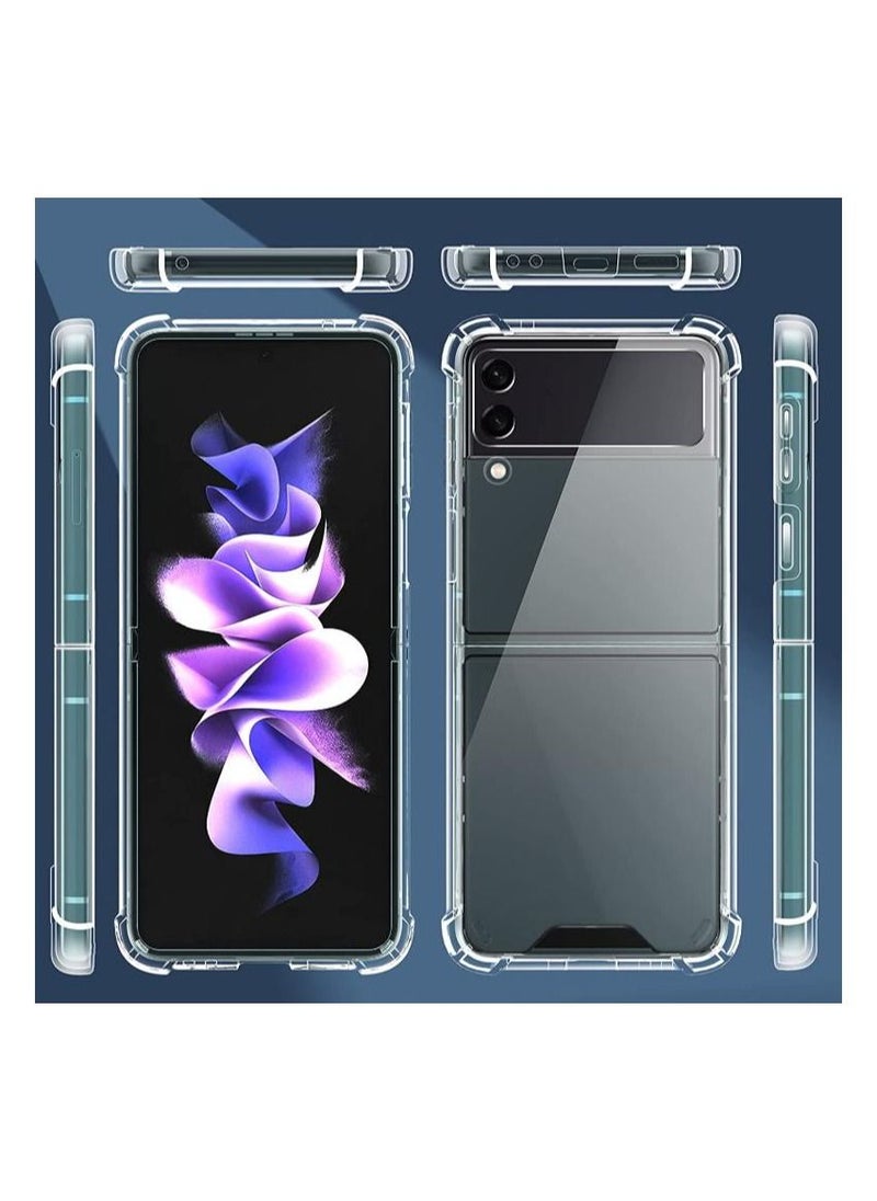 Shockproof Bumper Clear Case for Samsung Z Flip 3 Hard Back and Soft Bumper TPU Silicone Edge Crystal Clear