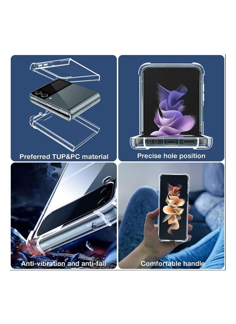 Shockproof Bumper Clear Case for Samsung Z Flip 3 Hard Back and Soft Bumper TPU Silicone Edge Crystal Clear