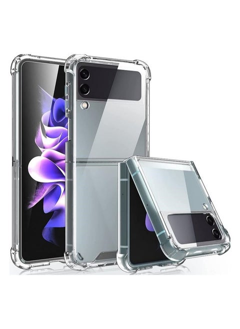 Shockproof Bumper Clear Case for Samsung Z Flip 3 Hard Back and Soft Bumper TPU Silicone Edge Crystal Clear