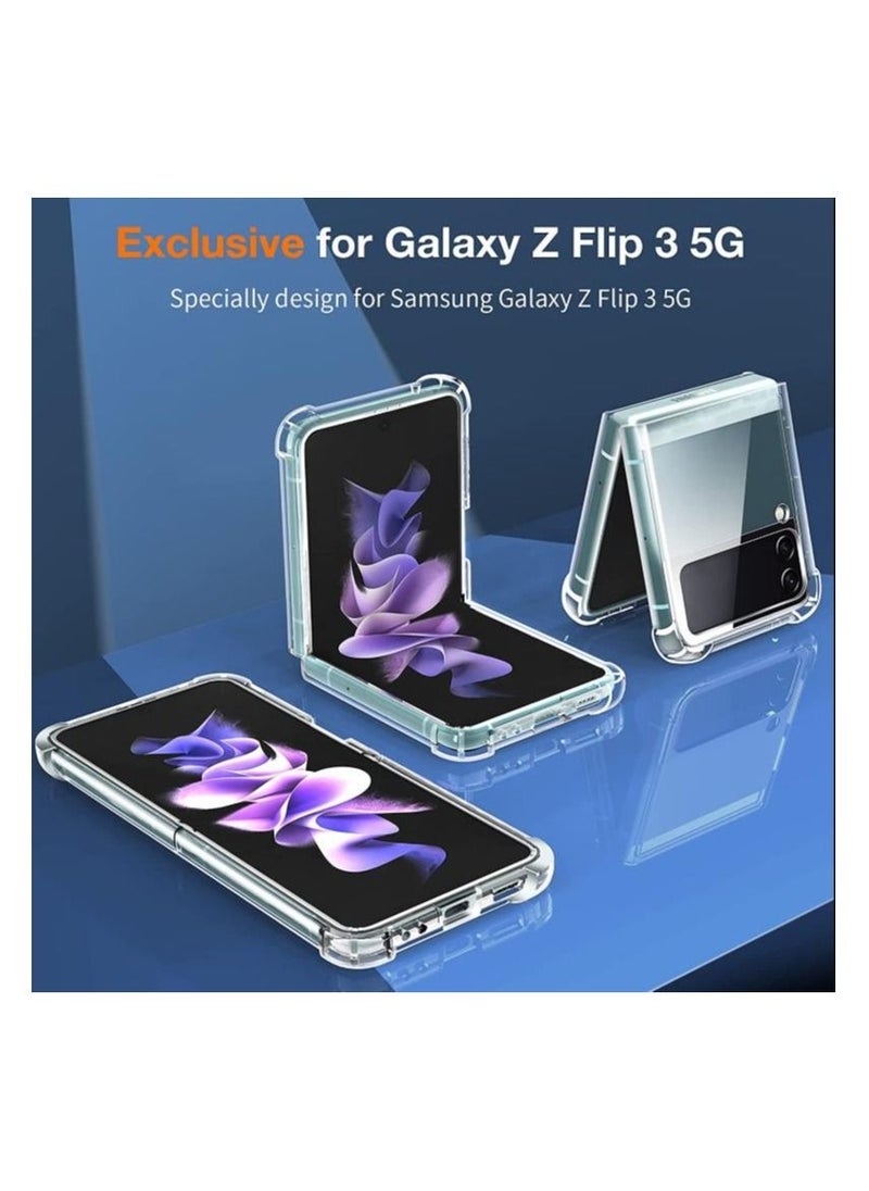 Shockproof Bumper Clear Case for Samsung Z Flip 3 Hard Back and Soft Bumper TPU Silicone Edge Crystal Clear