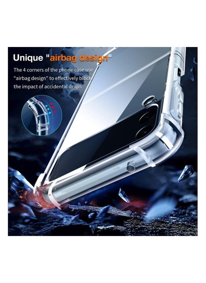 Shockproof Bumper Clear Case for Samsung Z Flip 3 Hard Back and Soft Bumper TPU Silicone Edge Crystal Clear