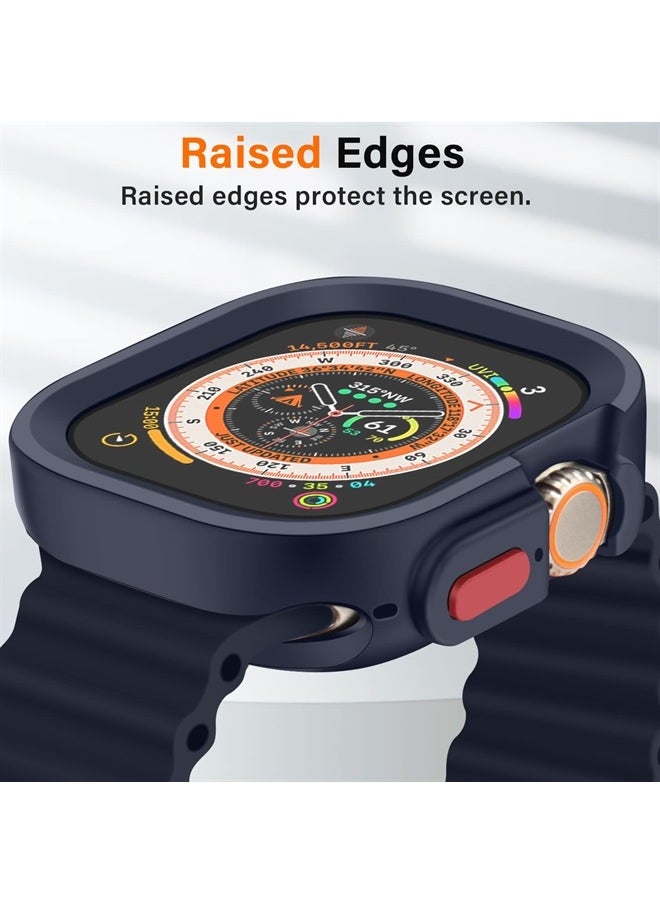 Amizee - Rugged Case Compatible with Apple Watch Ultra 49mm Case with 2 Pack Glass Screen Protector, Soft TPU Durable Shockproof Protective Bumper Cover for iWatch Ultra 49mm (Blue) - Image 1