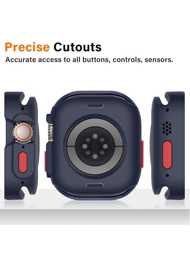 Amizee - Rugged Case Compatible with Apple Watch Ultra 49mm Case with 2 Pack Glass Screen Protector, Soft TPU Durable Shockproof Protective Bumper Cover for iWatch Ultra 49mm (Blue) - Image 1