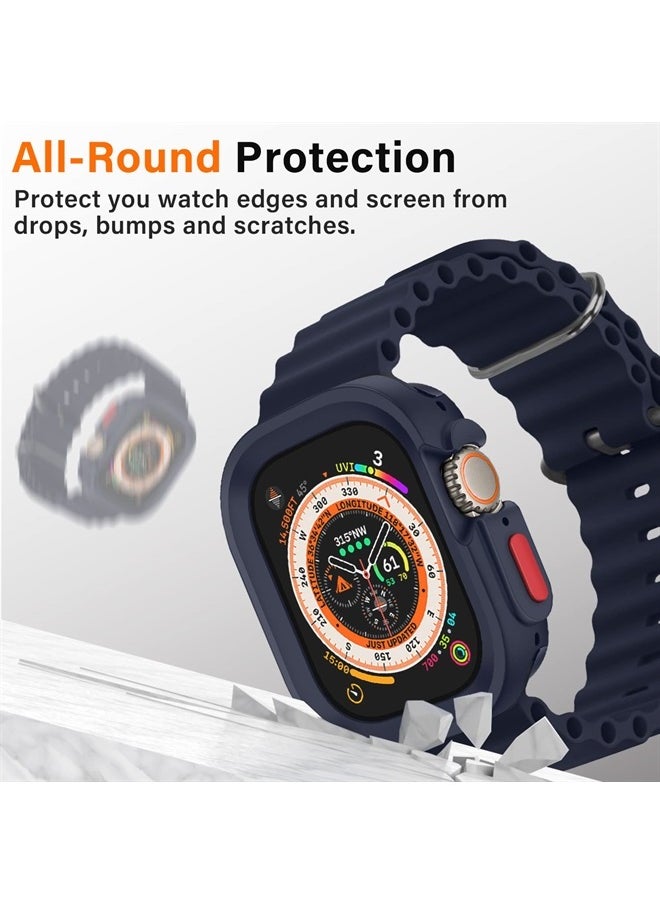 Amizee - Rugged Case Compatible with Apple Watch Ultra 49mm Case with 2 Pack Glass Screen Protector, Soft TPU Durable Shockproof Protective Bumper Cover for iWatch Ultra 49mm (Blue) - Image 1