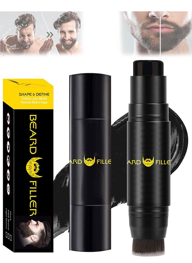 TIANWEI - Beard Pen Filler, Beard Filling Stick And Brush 2 In 1 For Men, Waterproof And Long Lasting Natural Looking Beard, Moustache And Hair Makeup, Effective Enhance Facial Hair, Natural Finish (Black) - Image 1