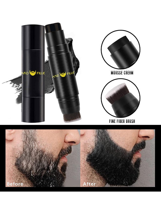 TIANWEI - Beard Pen Filler, Beard Filling Stick And Brush 2 In 1 For Men, Waterproof And Long Lasting Natural Looking Beard, Moustache And Hair Makeup, Effective Enhance Facial Hair, Natural Finish (Black) - Image 1
