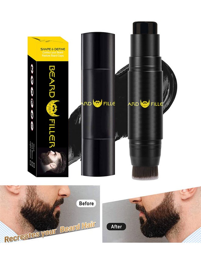 TIANWEI - Beard Pen Filler, Beard Filling Stick And Brush 2 In 1 For Men, Waterproof And Long Lasting Natural Looking Beard, Moustache And Hair Makeup, Effective Enhance Facial Hair, Natural Finish (Black) - Image 1