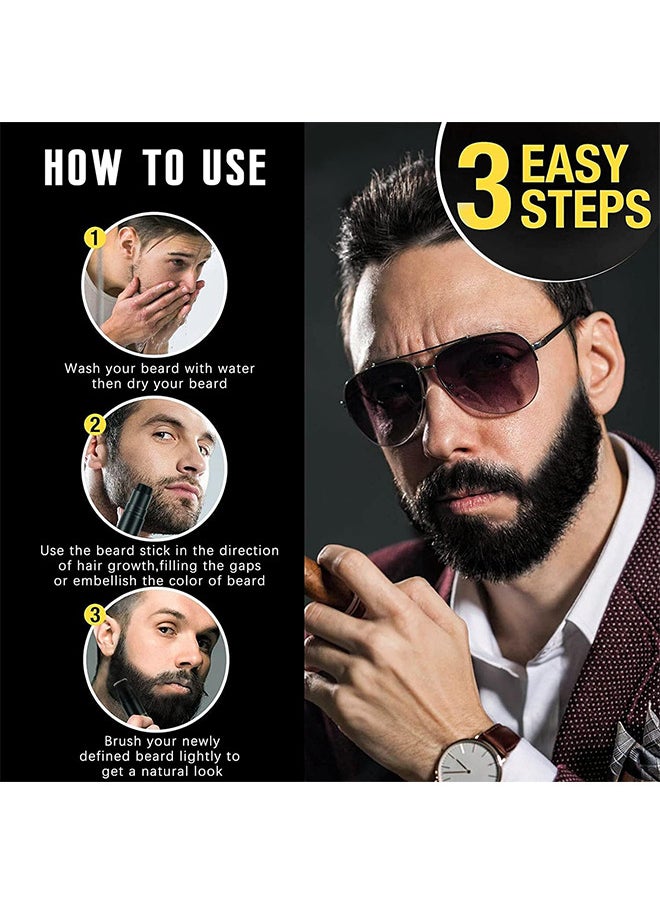 TIANWEI - Beard Pen Filler, Beard Filling Stick And Brush 2 In 1 For Men, Waterproof And Long Lasting Natural Looking Beard, Moustache And Hair Makeup, Effective Enhance Facial Hair, Natural Finish (Black) - Image 1