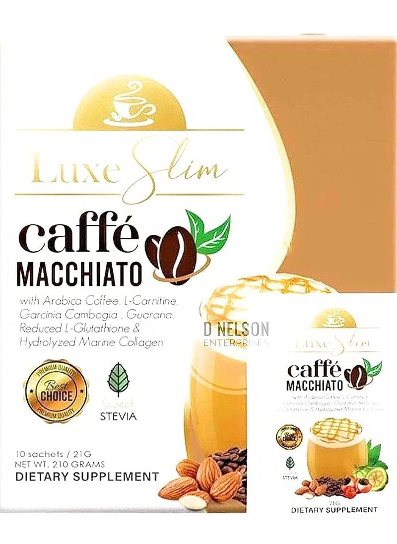 Luxe Slim - Luxe Slim Caffé Macchiato Drink – Arabica Coffee with L-Carnitine, Garcinia & Collagen | 21g x 10 Sachets | Dietary Supplement - Image 1