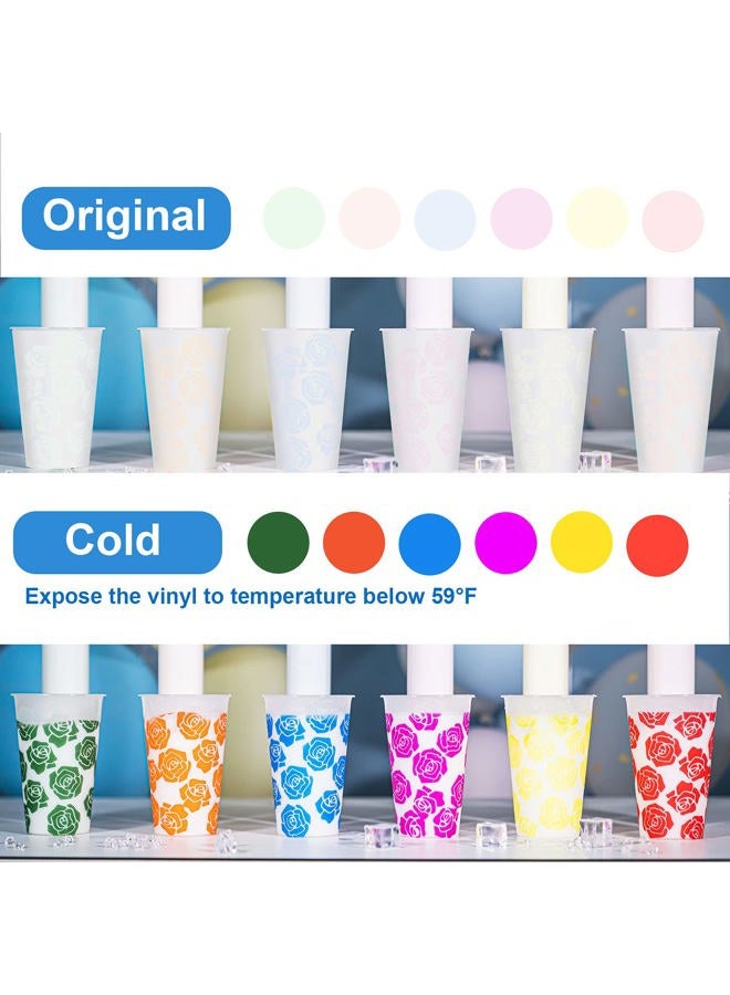 TECKWRAP Cold Sensitive Color Changing Vinyl for Craft Cutter Adhesive Permanent Vinyl Sheets(Translucent to Blue, Red, Purple,Orange,Yellow,Green),12" x 12" 6 Sheets/Pack - Image 3