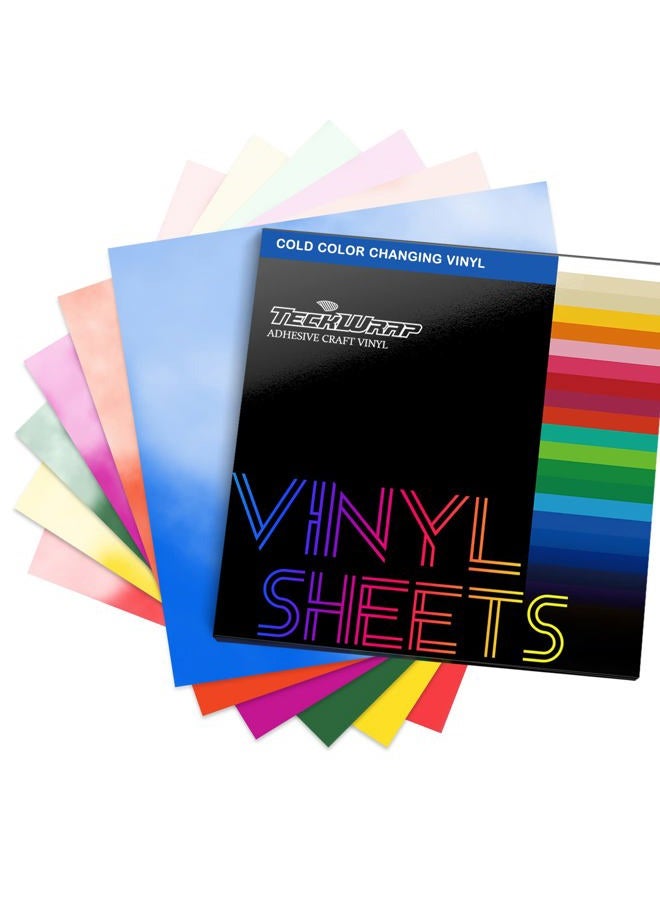 TECKWRAP Cold Sensitive Color Changing Vinyl for Craft Cutter Adhesive Permanent Vinyl Sheets(Translucent to Blue, Red, Purple,Orange,Yellow,Green),12" x 12" 6 Sheets/Pack - Image 1