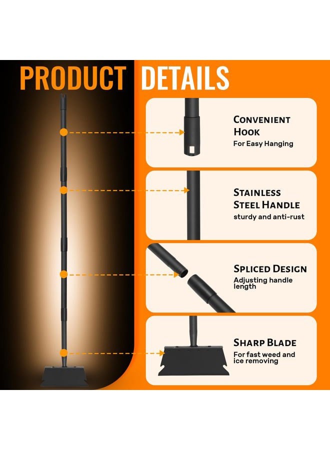 ABtool Garden Cleaning Shovel, Heavy Duty Floor Scraper with Long Handle 148 cm, Adjustable Flat Shovel for Weeding, Cleaning, Snow and Ice Scraper for Garage Entrance - Image 5