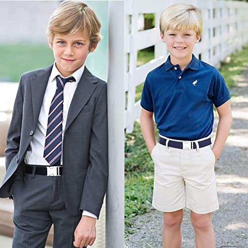 Kajeer 2PCS Children Boys Zinc Alloy Belts - Easy Clasp Adjustable Buckle Belt for Toddlers Boys Girls (Black/White) - Image 5