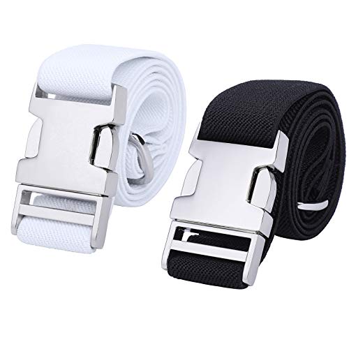 Kajeer 2PCS Children Boys Zinc Alloy Belts - Easy Clasp Adjustable Buckle Belt for Toddlers Boys Girls (Black/White) - Image 1