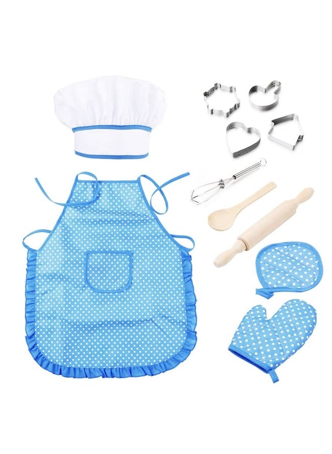 Chef Set for Kids 11PCS Cooking Play kitchen Role and Baking Hat Mitt Utensil Toddler Dress Up Costume Career Boys Ages 3+ - Image 1