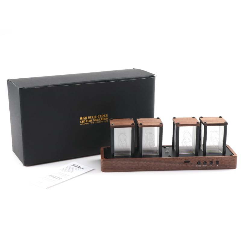 ClocTeck Nixie Tube Clock Walnut Digital Clock, Support Wi-Fi Time SYNC, Alarm & Timer, 12/24H Display, A Retro Gift for Friends - Image 3