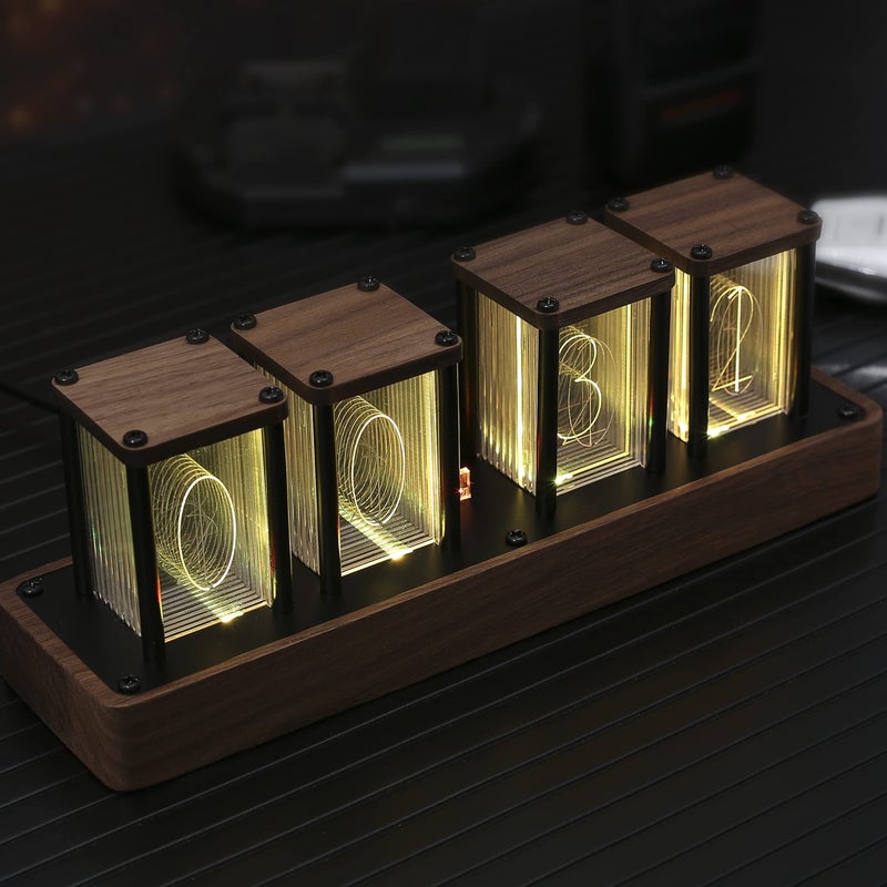 ClocTeck Nixie Tube Clock Walnut Digital Clock, Support Wi-Fi Time SYNC, Alarm & Timer, 12/24H Display, A Retro Gift for Friends - Image 1