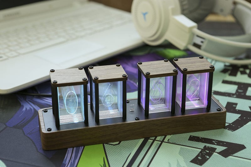 ClocTeck Nixie Tube Clock Walnut Digital Clock, Support Wi-Fi Time SYNC, Alarm & Timer, 12/24H Display, A Retro Gift for Friends - Image 5