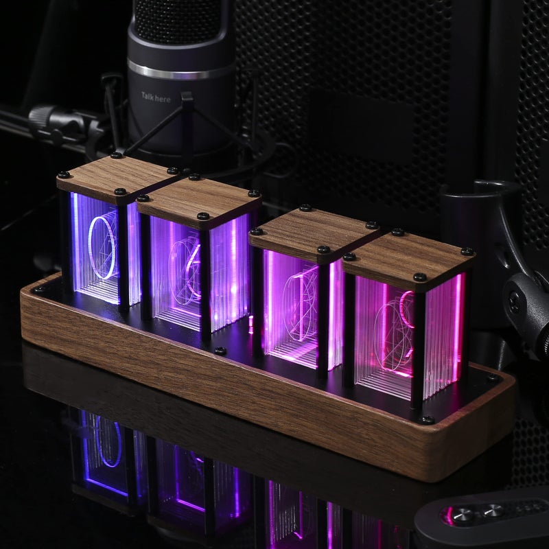 ClocTeck Nixie Tube Clock Walnut Digital Clock, Support Wi-Fi Time SYNC, Alarm & Timer, 12/24H Display, A Retro Gift for Friends - Image 2