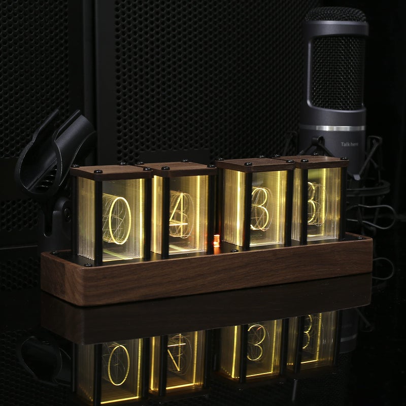 ClocTeck Nixie Tube Clock Walnut Digital Clock, Support Wi-Fi Time SYNC, Alarm & Timer, 12/24H Display, A Retro Gift for Friends - Image 4