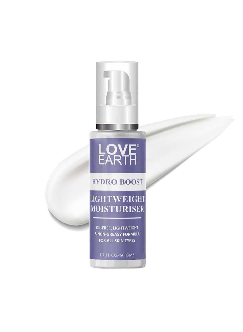 Love Earth HYDRO BOOST LIGHT WEIGHT MOISTURIZER FOR OIL-FREE, LIGHTWEIGHT & NON-GREASY FORMULA FOR ALL SKIN TYPES - 50GM - Image 2