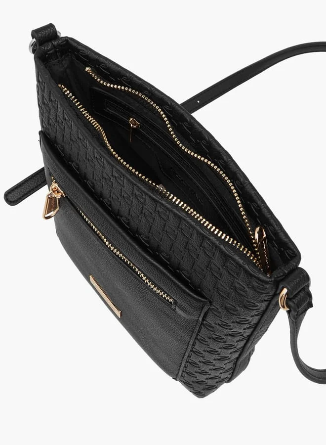 Paprika Women's Monogram Embossed Crossbody Bag with Adjustable Strap