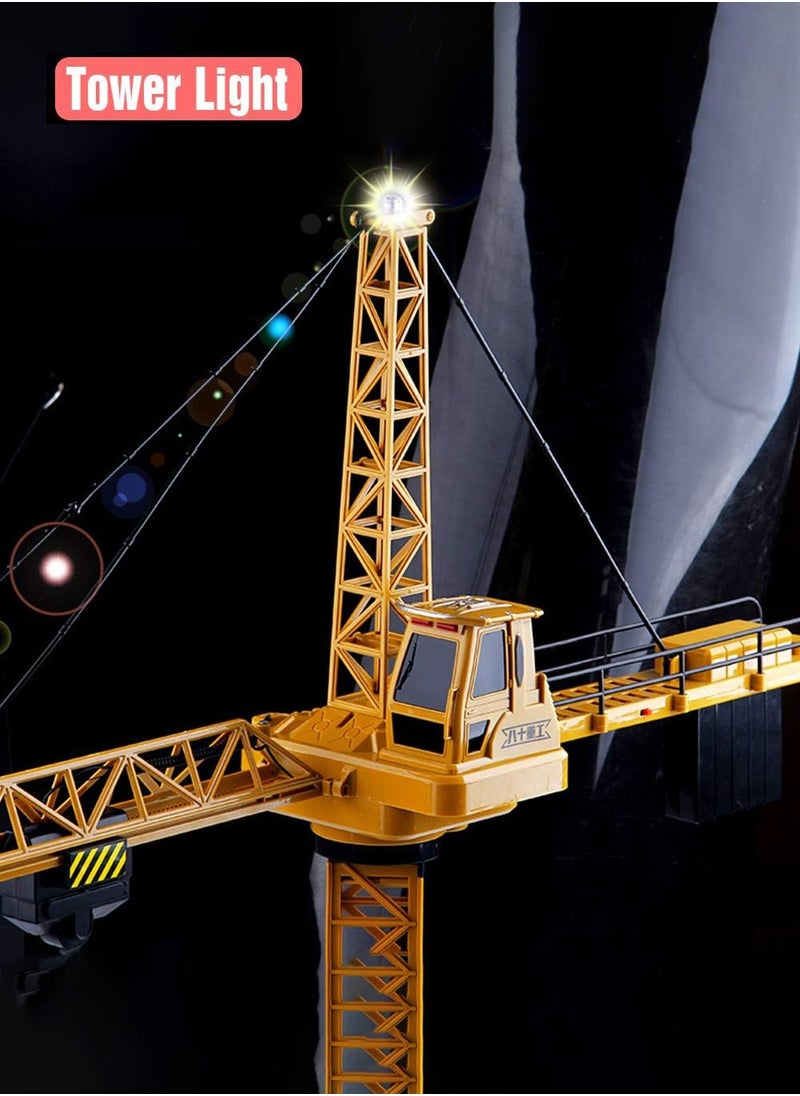 LENND Remote Control Tower Crane 128cm Tall 2.4GHz , 6 Channel Remote Control Construction RC Crane Toy 680 Degree Rotation Lift Model with Tower Light & Sound for Kids Boys Girls  - Image 2
