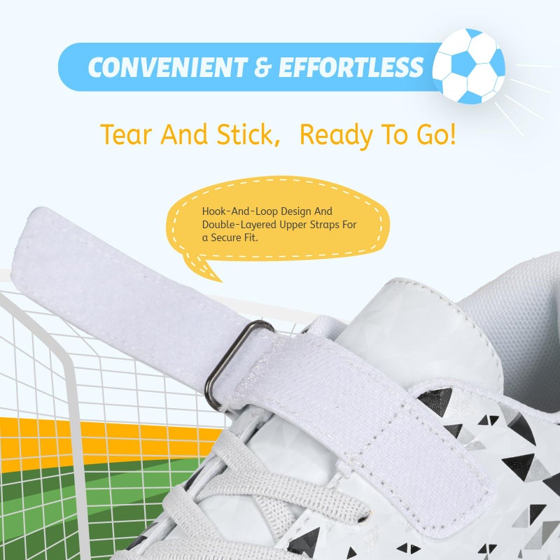 ZVC Kids Soccer Cleats Boys Girls Soccer Shoes Outdoor Firm Ground Youth Football Cleats for Little Kid/Big Kid White - Image 3