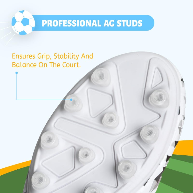 ZVC Kids Soccer Cleats Boys Girls Soccer Shoes Outdoor Firm Ground Youth Football Cleats for Little Kid/Big Kid White - Image 5