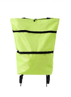2 in 1 Foldable Shopping Cart - Portable Trolley Bags for Shopping Cart, Grocery Cart on Wheels Foldable, Utility Bag with Wheels for Shopping Travel (Green)
