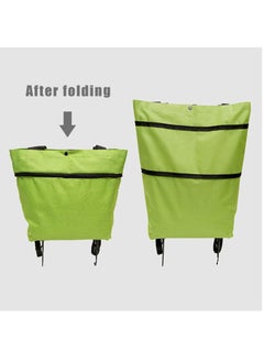 MileMelo 2 in 1 Foldable Shopping Cart - Portable Trolley Bags for Shopping Cart, Grocery Cart on Wheels Foldable, Utility Bag with Wheels for Shopping Travel (Green)  - Image 4