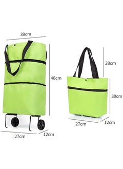 MileMelo 2 in 1 Foldable Shopping Cart - Portable Trolley Bags for Shopping Cart, Grocery Cart on Wheels Foldable, Utility Bag with Wheels for Shopping Travel (Green)  - Image 2