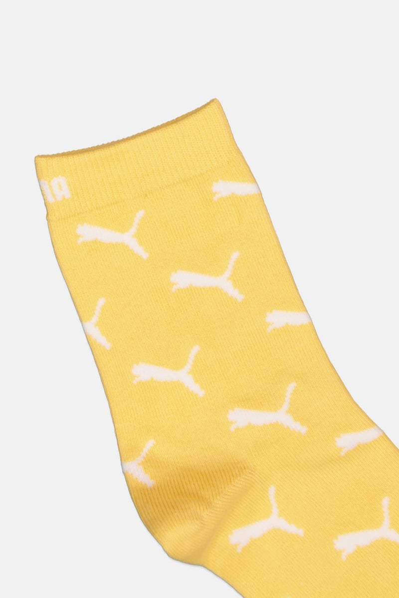 PUMA Women Brand Logo Crew Socks, Yellow - Image 3