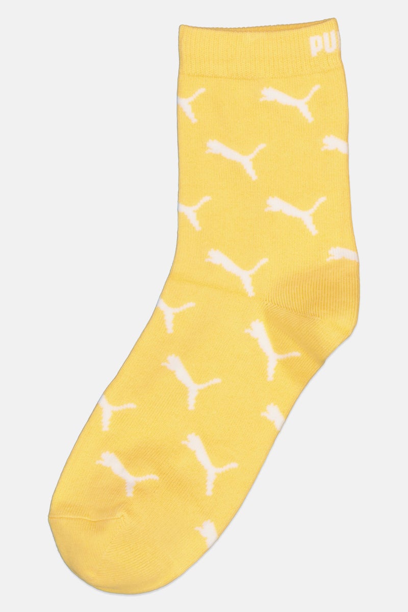 PUMA Women Brand Logo Crew Socks, Yellow - Image 1